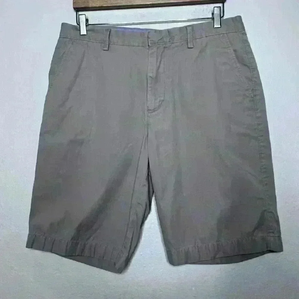 J.Crew Chino Shorts Cotton Solid Khaki Rivington. Flat Front Mens Size 34